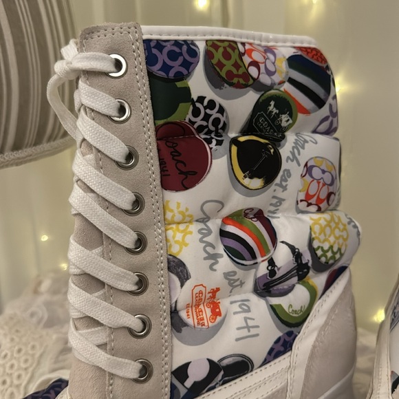 Coach Women's Dorean White/Multi Color Snow Boots 8 - Picture 2 of 6